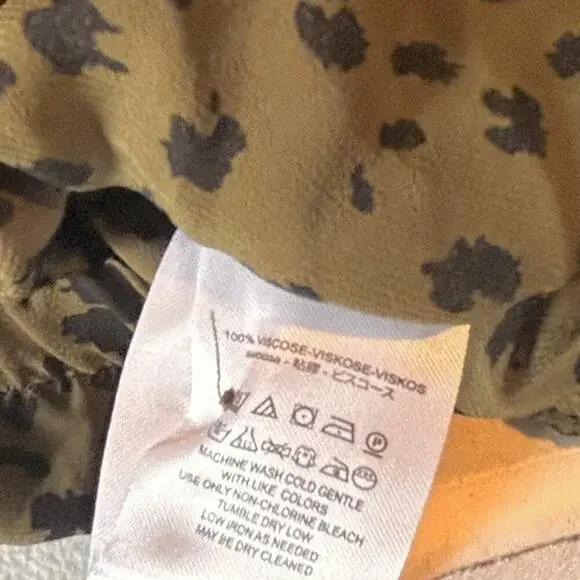 Free People Wishing Well Green Black Cheetah Crop Blouse Women Small - Picture 8 of 8